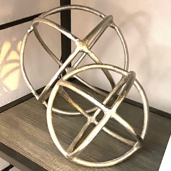 Brimfield & May Other - Two Metallic Nickel-Plated Geometric Orb Sculptures